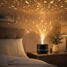 3-in-1 Galaxy Projector Humidifier Essential Oil Diffuser, 7-Color Rotating...
