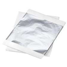 Gold Leaf Foil Sheet, Bright Silver Leaf Papers, 5.5 x 5.5inch Pack of 100