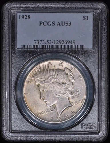 1928 Peace Silver Dollar $1 PCGS AU53 - Original Coin!