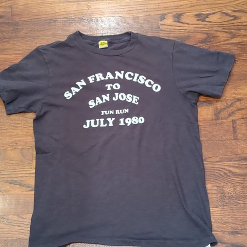 Vintage Velva Sheen Fun Run 1980s T-Shirt paper thin San Francisco to San Jose S