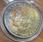 1885-P Morgan Silver Dollar • Stunning Rainbow Toning • UNC • Collector Coin A1 — photo 3