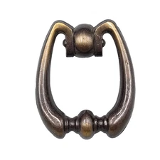 Vintage Metal Drop Ring Drawer Pull Single Post Bail Handle Small Bronze 2 In