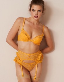 Agent Provocateur Anna Yellow Frilly Suspender AP3 Medium NEW