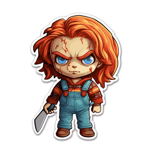 Chucky Chibi Horror Scary Self Adhesive Vinyl Sticker