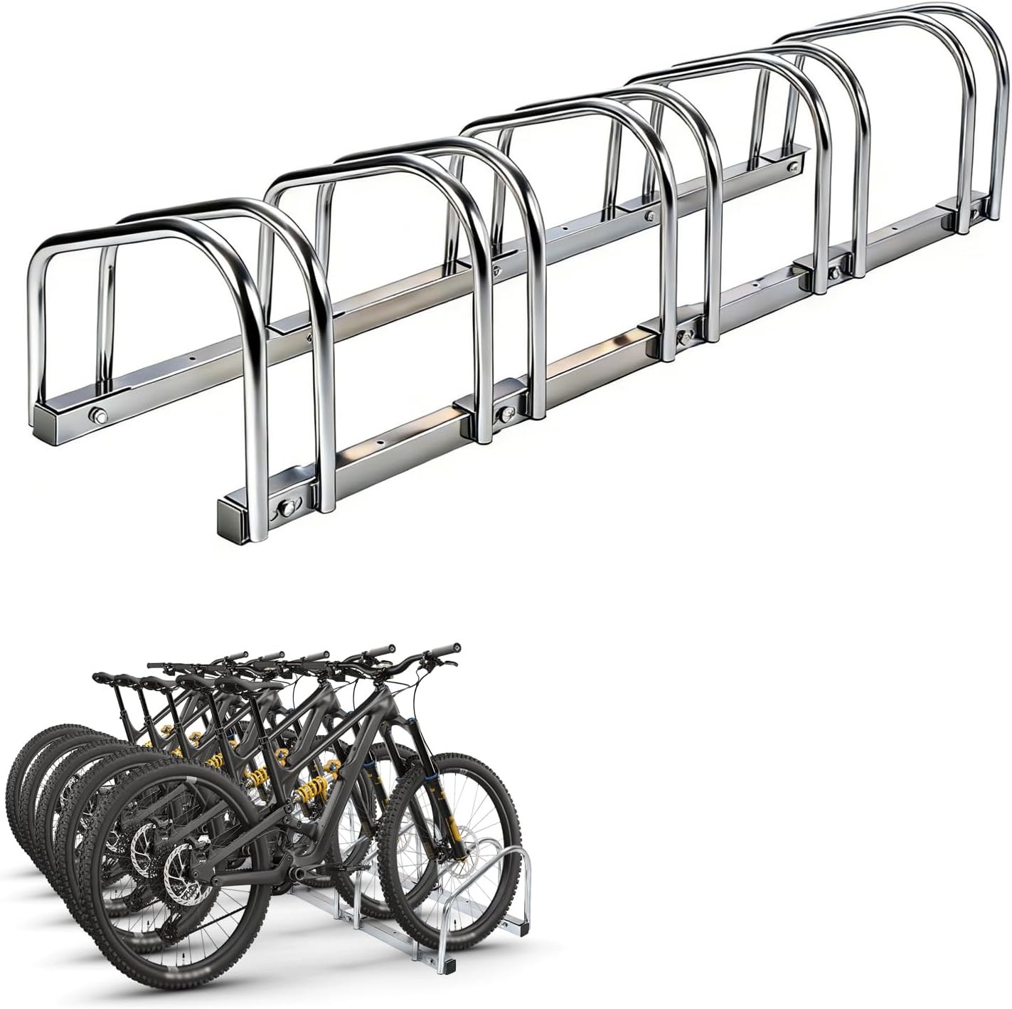2-6 Compartment Bike Storage Rack Bicycle Floor Parking Stand for Home Garage