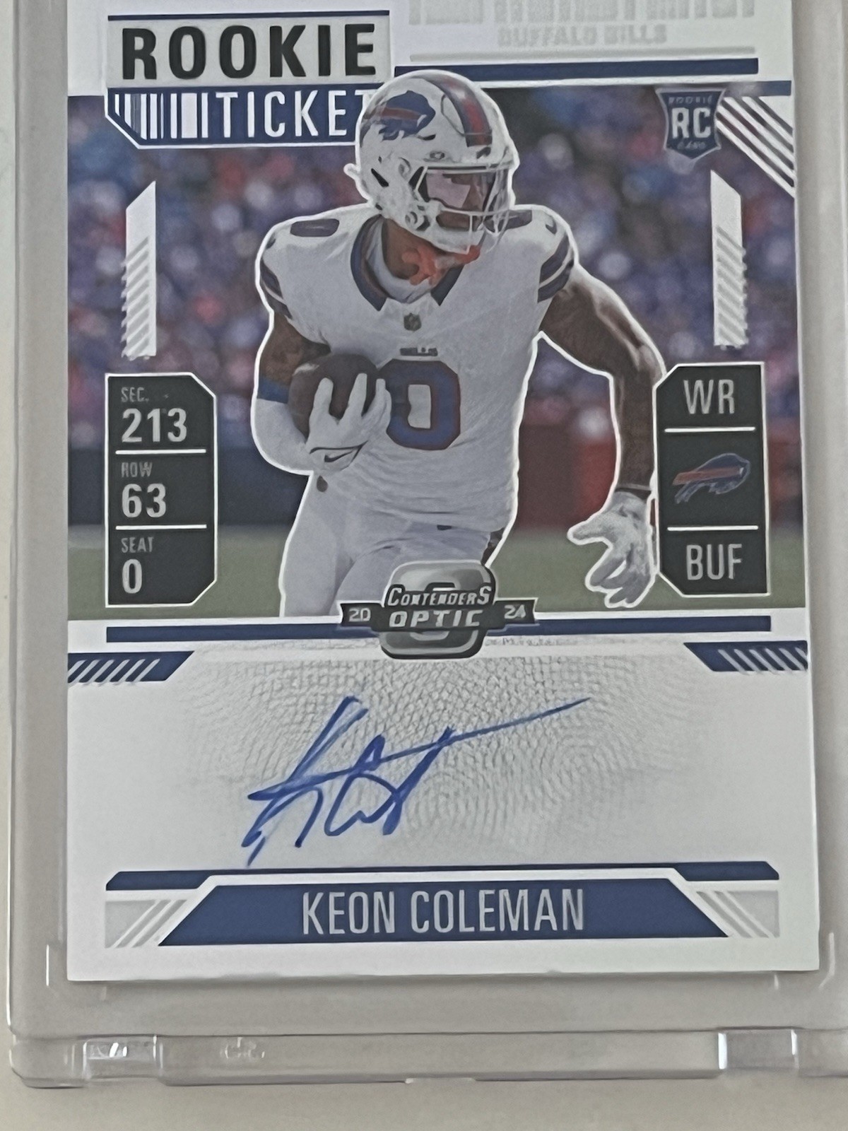 2024 Panini Contenders Optic #117 Keon Coleman Holo Rookie Ticket Auto - Bills