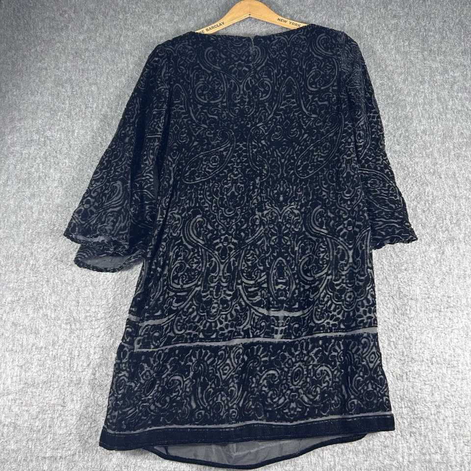 Tiana B. Black Velvet Burnout Sheer Lined Short Whimsy Goth Dress Size 6 - Image 2 of 4