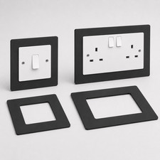 Double & Single Socket / Light Switch Surround Finger Plate Matt Black or Gloss