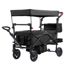 Durable Steel Frame Double Stroller 55lb Max Load Removable Top Black