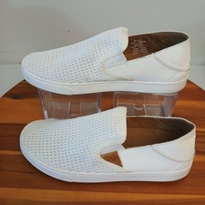 OluKai Pehuea Women 7.5 White Comfort Slip On Shoes Sneakers 20271-WBWB