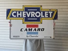 HUGE VINTAGE CAMARO BY CHEVROLET PORCELAIN ENAMEL SIGN 36" X 24"