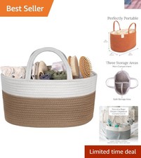 Diaper Caddy Organizer - Portable Rope Handles  3 Compartments for Baby Item...