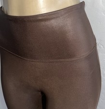 SPANX Faux Leather Shiny LEGGINGS-Rare Bronze Brown- 2437-Size Medium-EUC 