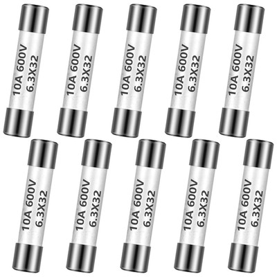 Kingdder 10 Pieces 6.3 X 32 Mm 10 a 10 Amp 600 V Multimeter Fuse
