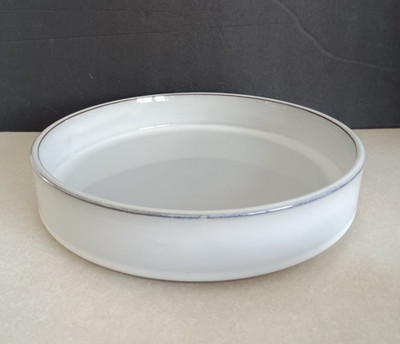 Bloomhouse Stoneware Baking Dish Set of 3  White Blue Rim Microwave Safe
