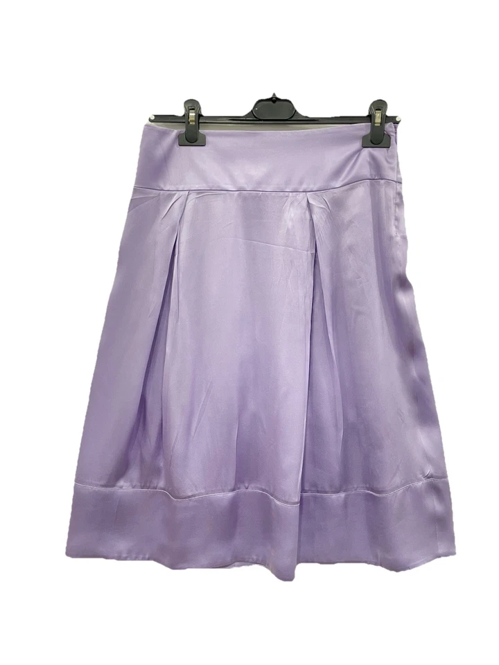 Falda H30# Valentino Roma Púrpura 100% Seda Talla 40 / EE. UU. 4 – Elegante Plisada Midi Foto 2 de 4