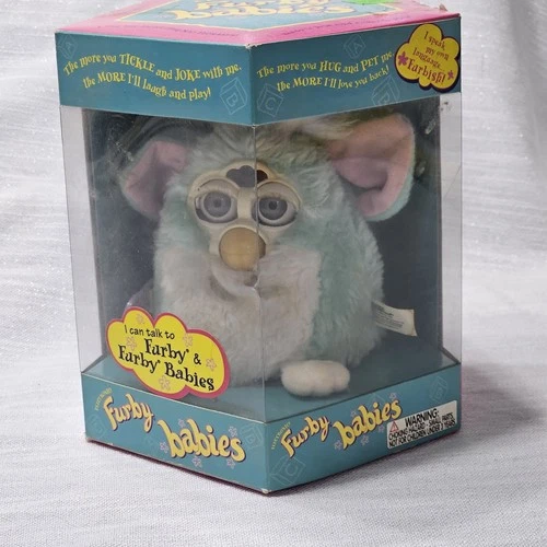 1999 Furby Babies Teal Green Baby 70-940 Blue Eyes In Box *Read Description 