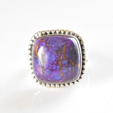 PURPLE COPPER TURQUOISE GEMSTONE RING 925 STERLING SILVER HANDMADE JEWELRY RING