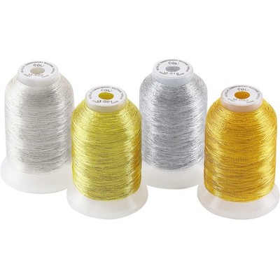 New Brothread 4-Color (2 Gold + 2 Silver) Metallic Sewing Machine Embroidery Th_