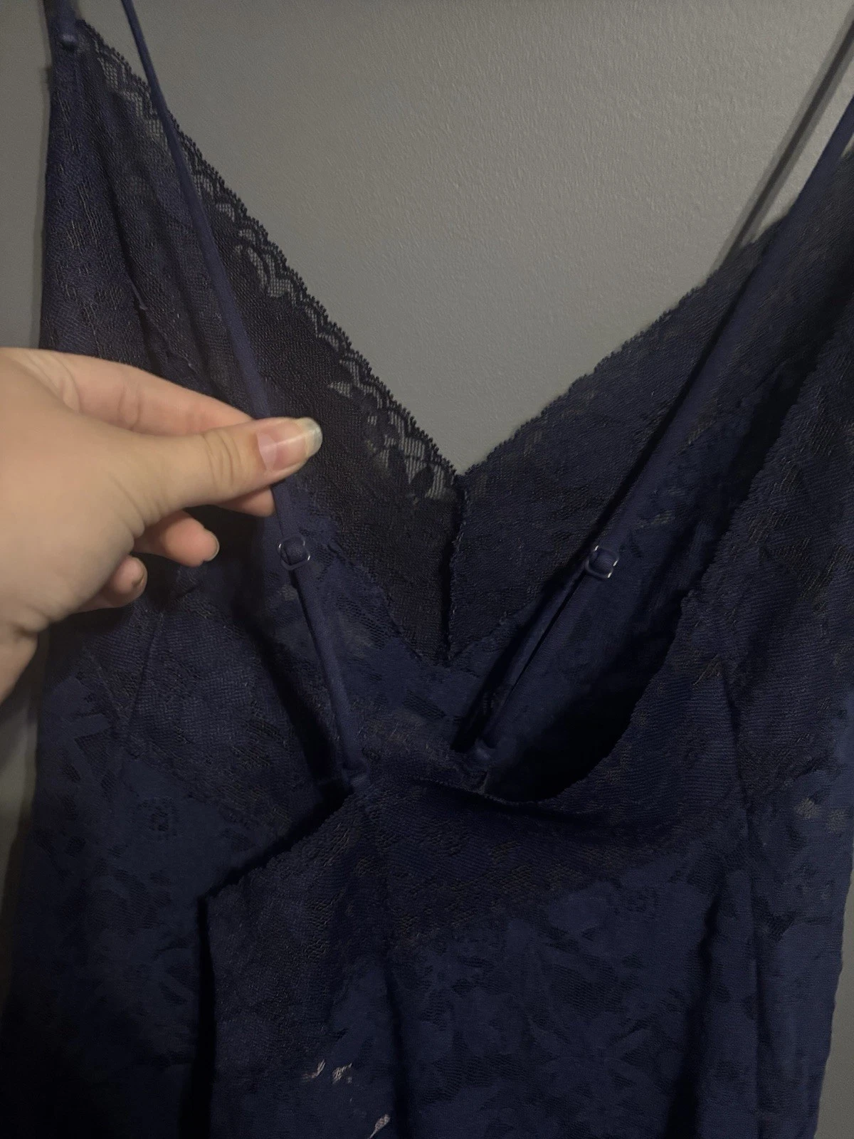 UNDERCOVER victoria’s secret twee full pizzo Y2K rock mini abito slip taglia xl blu navy