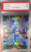 2023 Panini Select Concourse Jahmyr Gibbs #34 Black & Green Prizm Rookie Lions