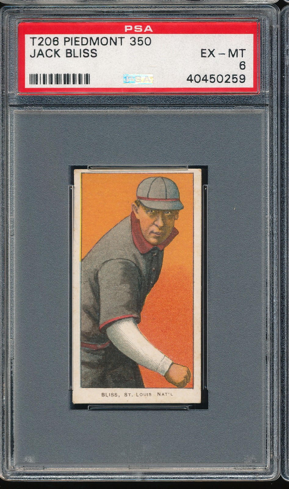 T206 Piedmont 350/25 Jack Bliss PSA 6 - Cardinals - POP 48