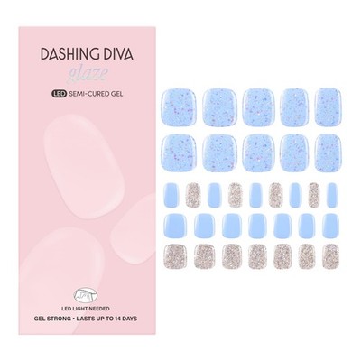 Dashing Diva Glaze Pedicure Nail Strip Set One Size Fits All, Blueberry Bliss