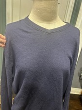 Greyson Navy V Neck Sweater, M