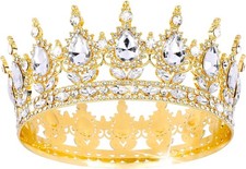 TOBATOBA Queen Crown Rhinestone Princess Wedding Birthday Tiara, corona Gold