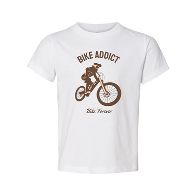 Bike Addict Graphic T Shirt With Bicycle Silhouette And Bike Forever Motto For C