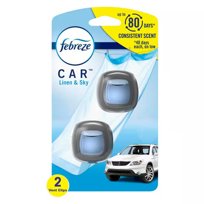 0.06 Oz. Linen and Sky Scent Car Vent Clip Air Freshener (2-Pack)