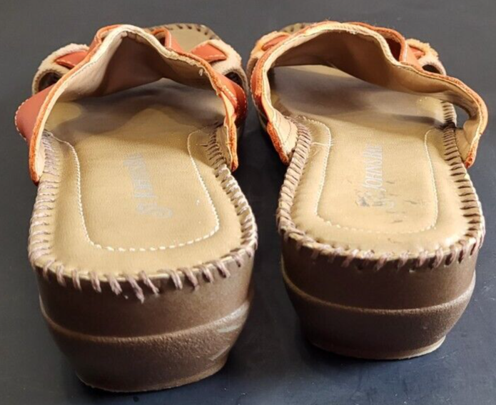 St. John's Bay Women's Sandals Size 8 1/2 M Coral/Peach Leather Strappy