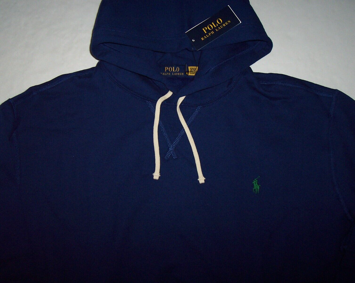 Polo Ralph Lauren ROYAL BLUE classica felpa con cappuccio uomo XLT VERDE PONY nuova con etichetta