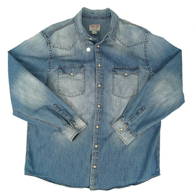 Mens Sleeveless Western Snap Front Blue Denim Shirt XL eBay