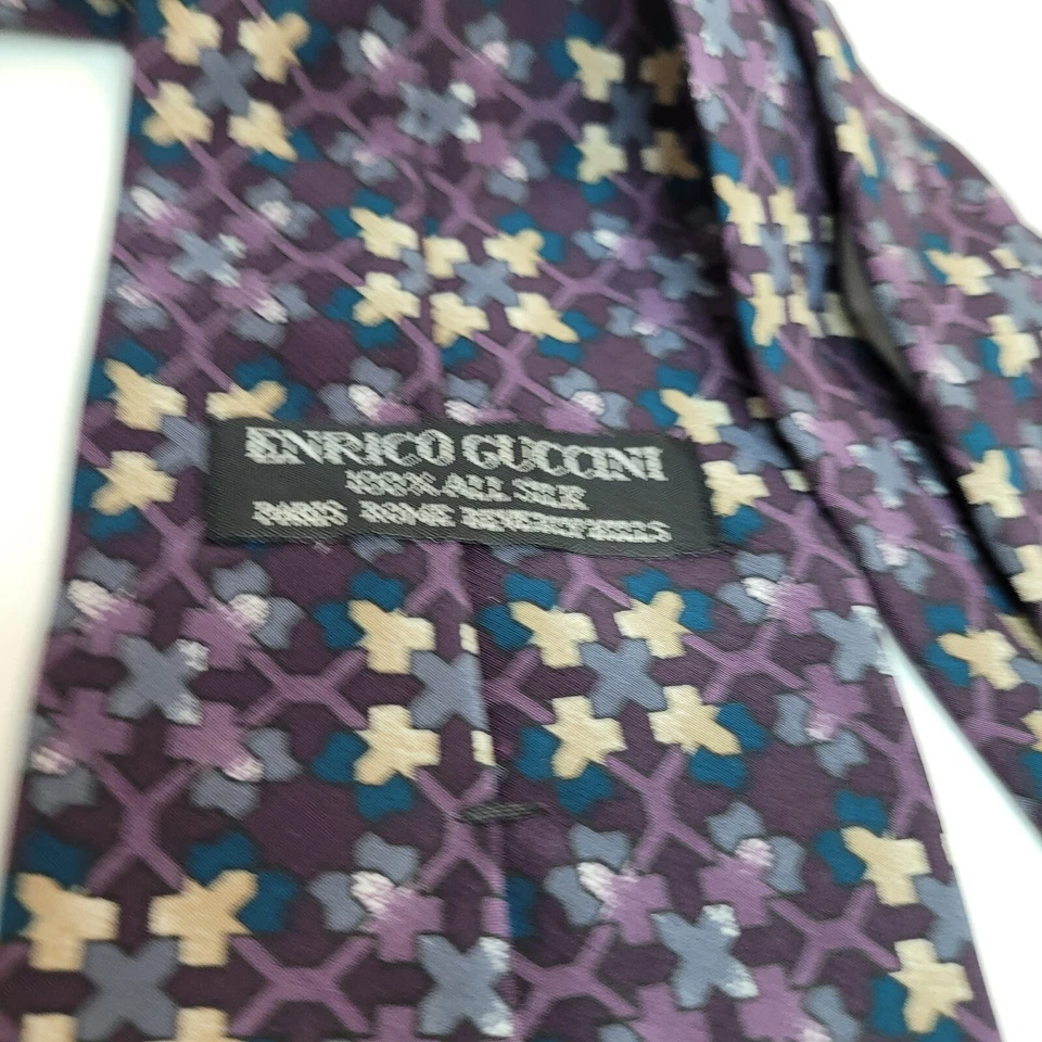 Corbata geométrica azul/dorada Enrico Guccini Foto 3 de 4