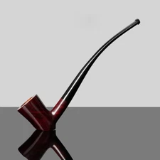 Handmade Briar Churchwarden Tobacco Pipe Smooth Freehand Pipe Acrylic Long Stem