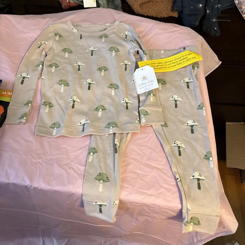 Little&co. 2piece Long Sleeve Pajama Set With Mushrooms On It Light Lavender (BC