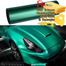 24" x 60" Satin Matte Chrome Metallic Teal Green Vinyl Film Wrap Bubble Free