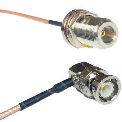 RG316 N FEMALE BULKHEAD to BNC MALE ANGLE RF Cable FAST-SHIP LOT