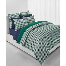 Ralph Lauren GREEN Ulster Plaid Flannel Duvet Cover Set, King Size