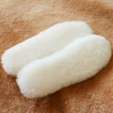 Wool Sheepskin Insoles Fluffy Thick Thermal Shoes Boots Pad Mat Inner Sole White