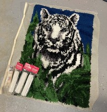 White Tiger Caron Wonder Art Snow Tiger Latch Hook Art 4296 With Binding