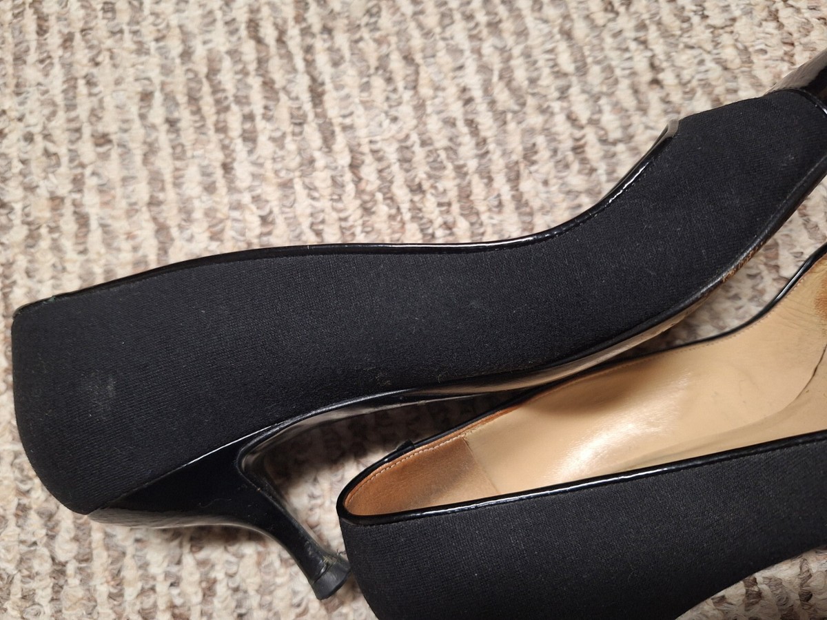 Chanel Vintage Black Square Toe CC Heels Size 38¹/² | eBay
