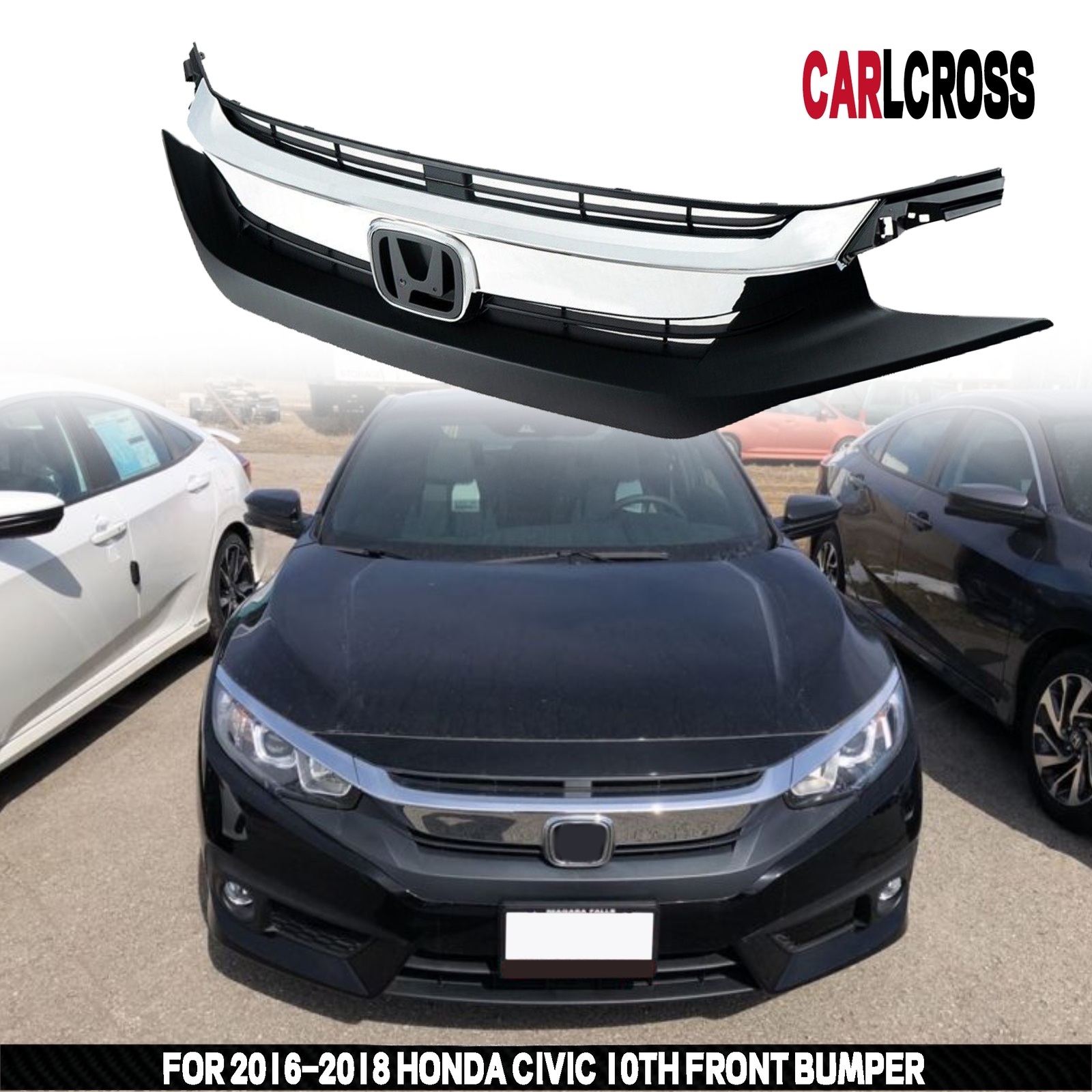 2016-2018 Honda Civic Chrome Mesh Front Grille OEM Style