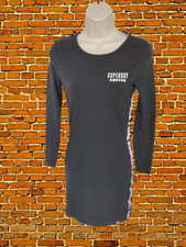SUPERDRY LA BOUTIQUE UK 8 BLACK LONG SLEEVE BODYCON CASUAL MINI T SHIRT DRESS