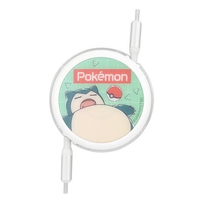 Pokemon Snorlax PD60W Compatible USB2.0 Reel-type Type-C Cable Japan NEW