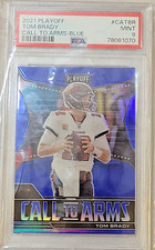 2021 panini playoff tom brady call to arms  blue refractor prizm psa 9 mint