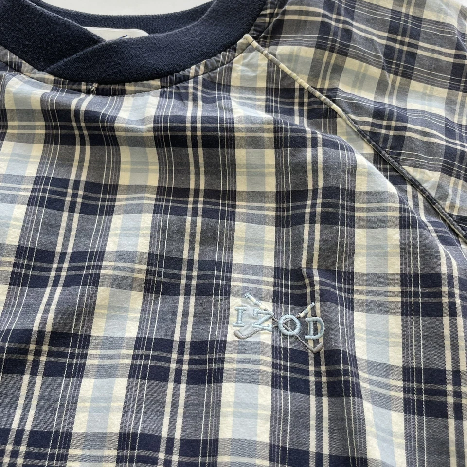 Pullover de golf vintage Izod cortavientos para hombre mediano cuello redondo años 90 con bolsillos Foto 3 de 4