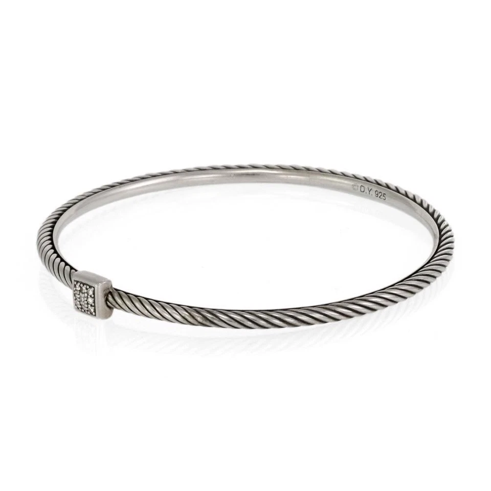 Brazalete Cable David Yurman Confeti Diamante Plata Esterlina LIQUIDACIÓN Foto 2 de 4
