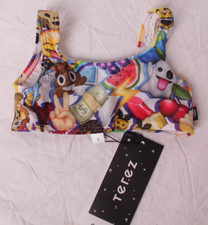 ZARA TEREZ Crop bathing suit top Size 2 - girls kids - NEW - Emoji, white